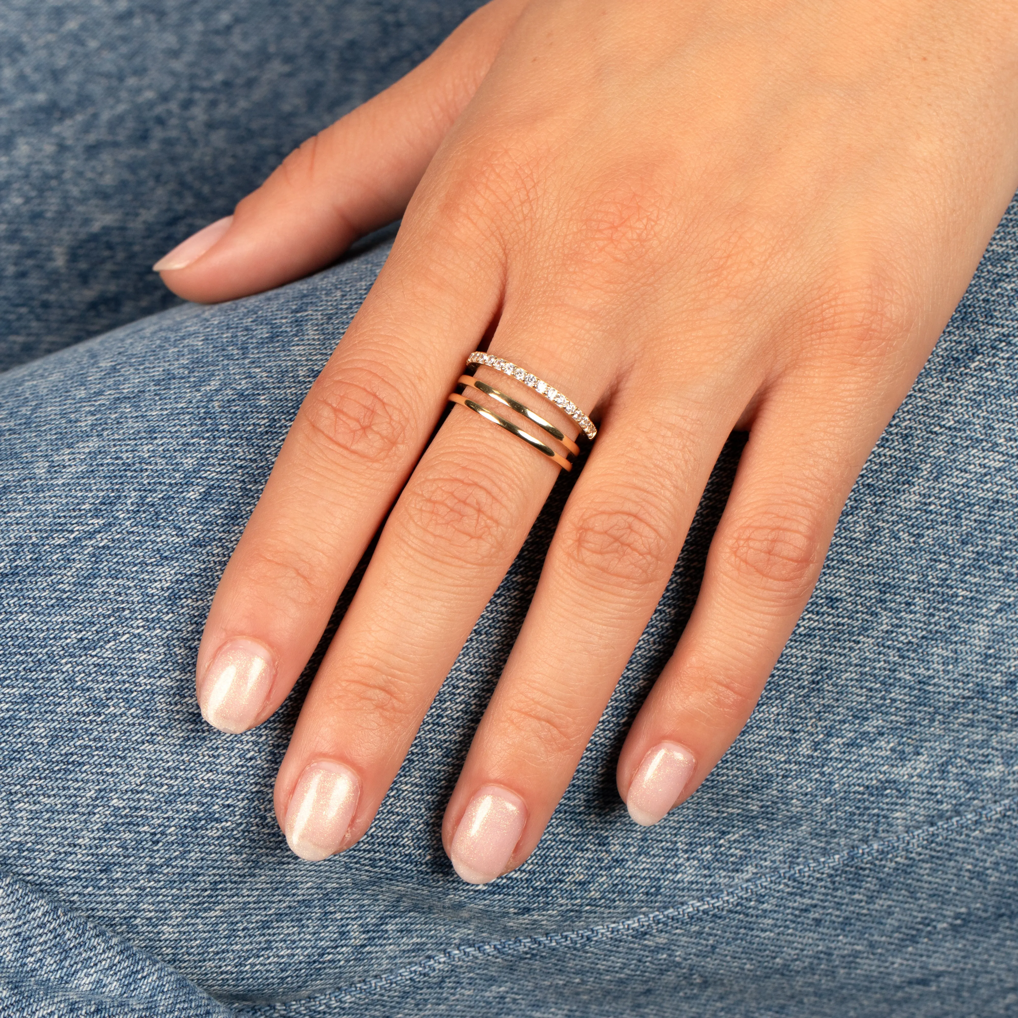 Solid/Pave Triple Stranded Adjustable Ring sold by Adina Eden's product image thumbnail 2