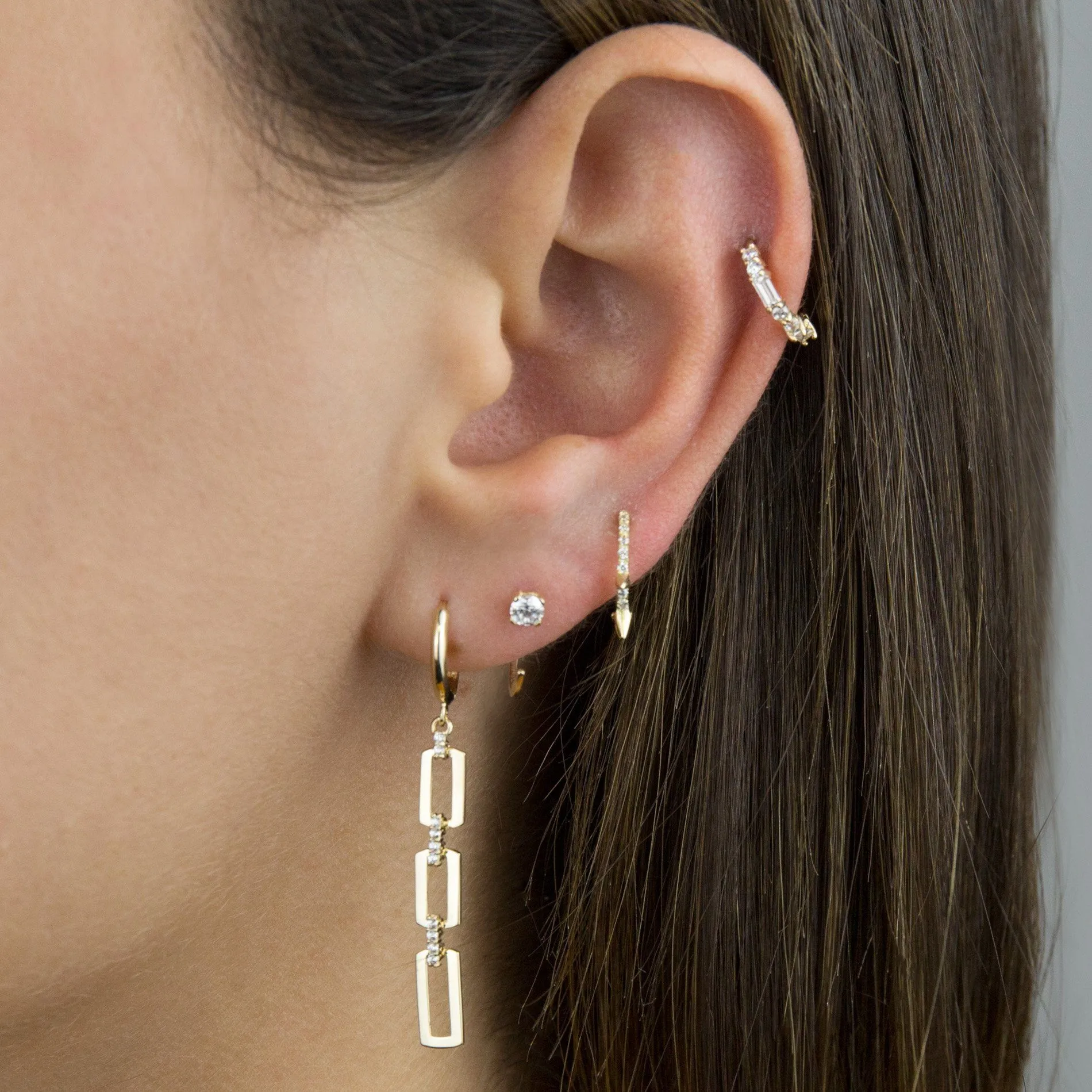 Cartilage CZ Spike Hoop Earring 14K sold by Adina Eden's product image thumbnail 2