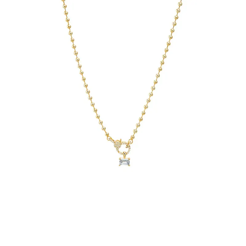 Beaded Ball Chain Clasp Emerald Charm Necklace sold by Adina Eden's