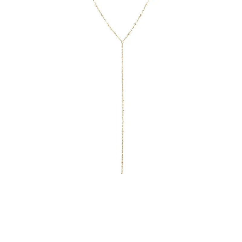 Solid Mini Beaded Long Drop Lariat Necklace sold by Adina Eden's