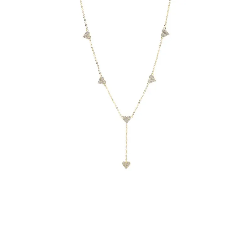 CZ Multi Heart Station Drop Lariat made by Adina Eden's