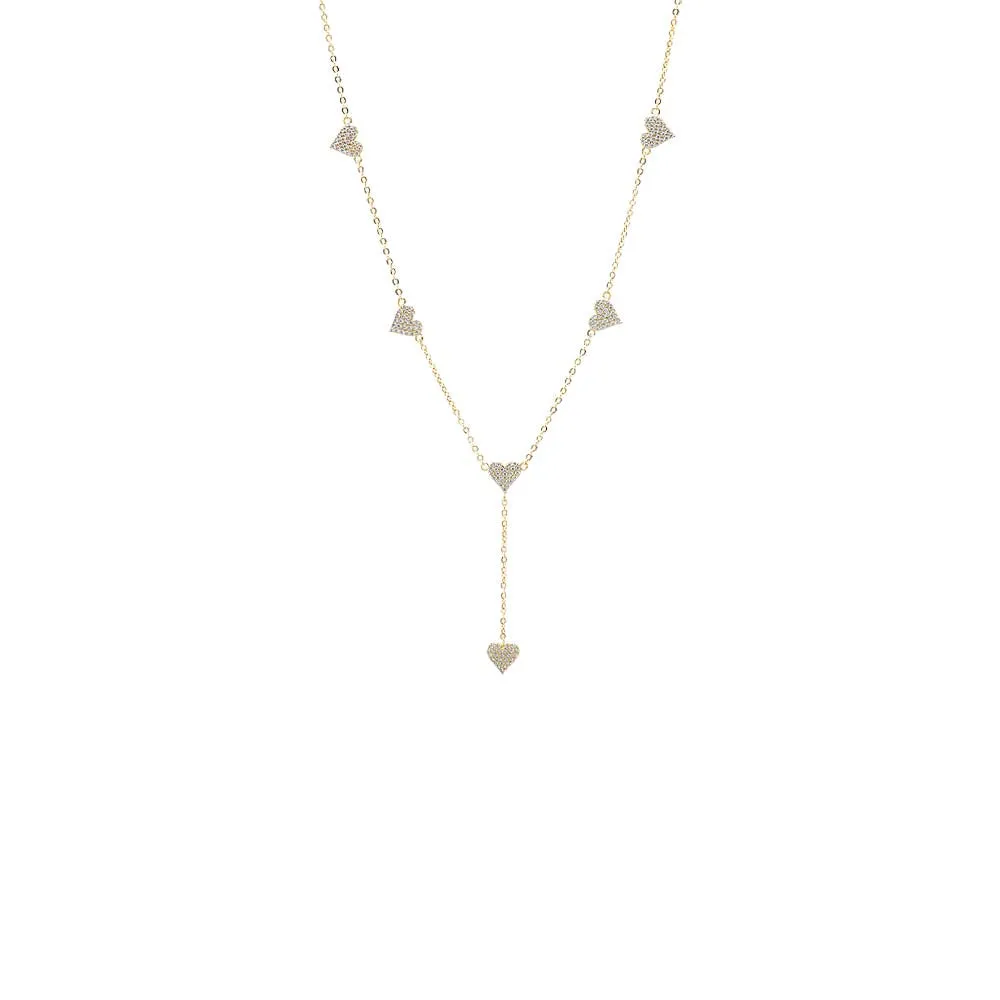 CZ Multi Heart Station Drop Lariat sold by Adina Eden's