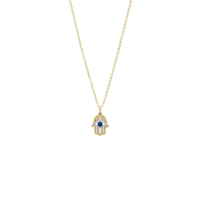 Large CZ Hamsa Pendant Necklace sold by Adina Eden's