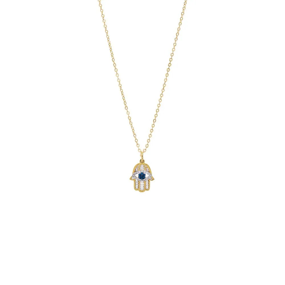 Large CZ Hamsa Pendant Necklace sold by Adina Eden's