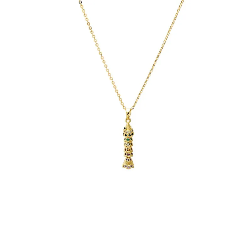 CZ Multi Color Fish Pendant Necklace sold by Adina Eden's