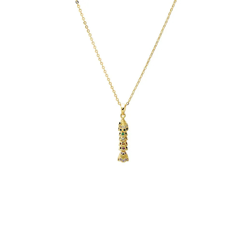 CZ Multi Color Fish Pendant Necklace sold by Adina Eden's