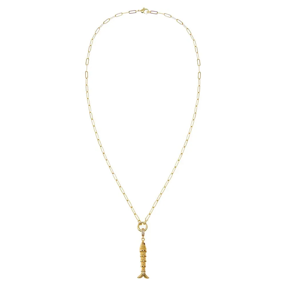 Solid Drop Fish Pendant Multi Chain Clicker Necklace sold by Adina Eden's product image thumbnail 2