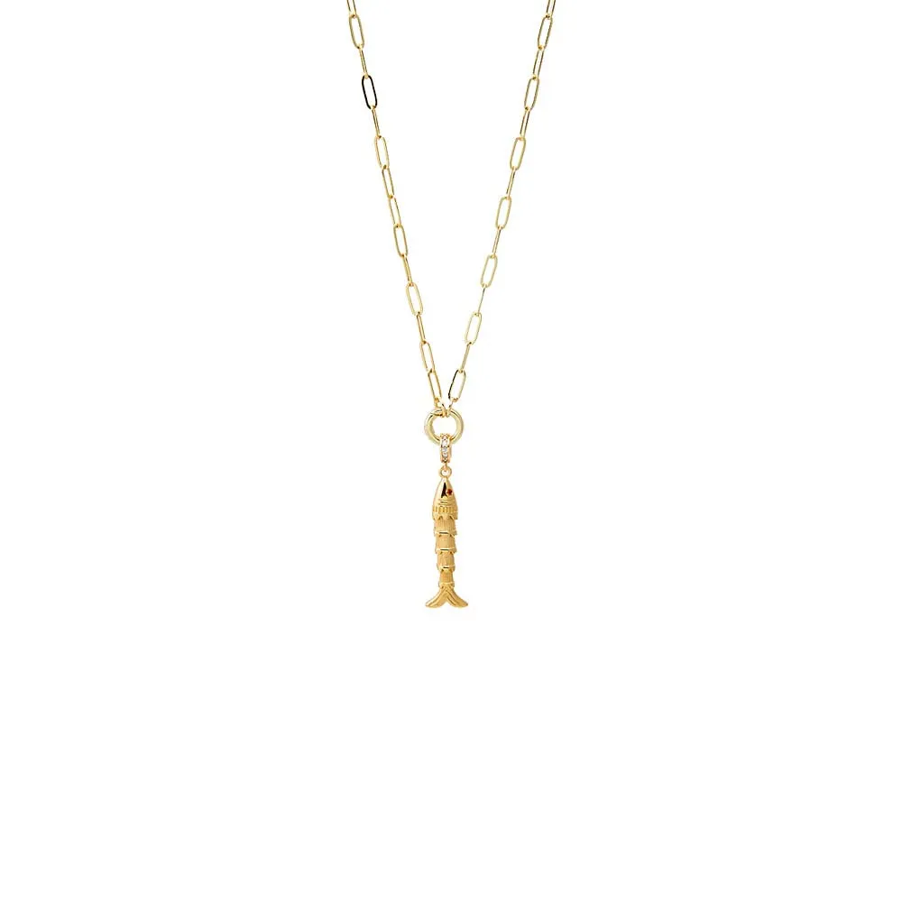 Solid Drop Fish Pendant Multi Chain Clicker Necklace sold by Adina Eden's