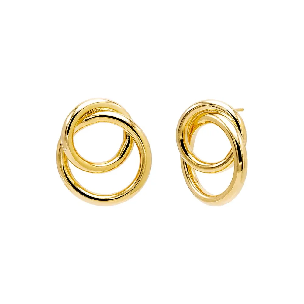 Solid Double Circle Drop Stud Earring sold by Adina Eden's