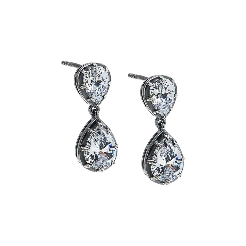 CZ Double Pear Encased Drop Stud Earring made by Adina Eden's