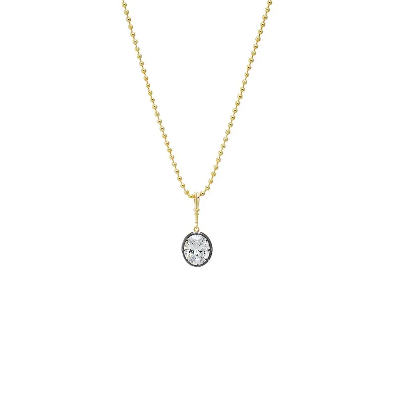 CZ Oval Encased Statement Necklace Charm sold by Adina Eden's