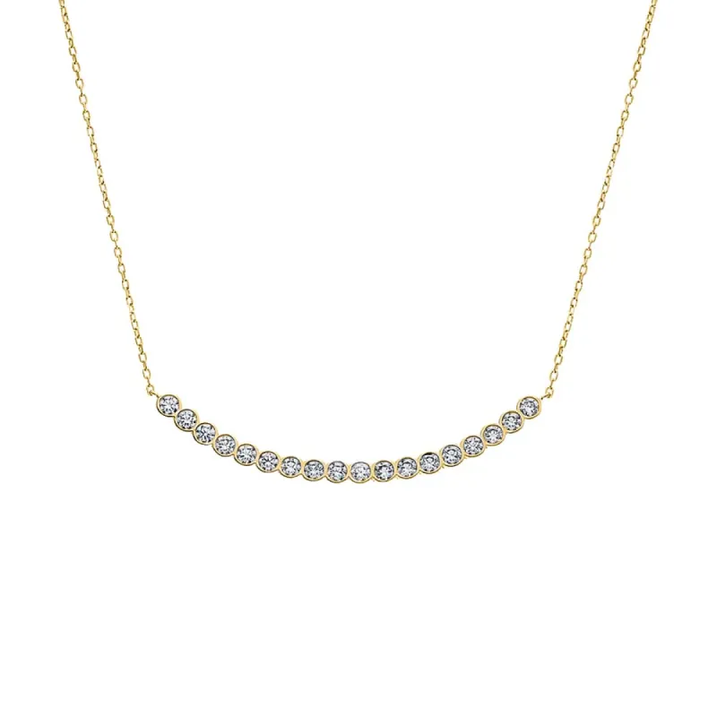 CZ Bezel Curved Tennis Bar Pendant Necklace sold by Adina Eden's