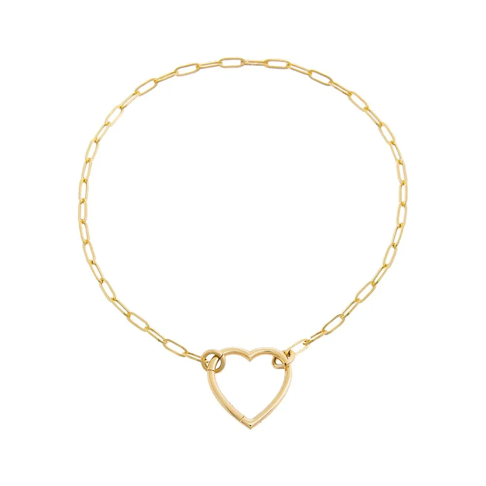 Solid Large Heart Toggle Paperclip Link Bracelet 14K sold by Adina Eden's