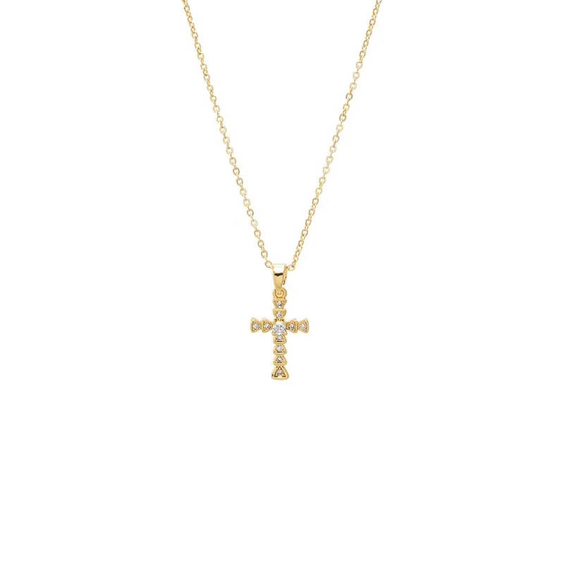 CZ Bezeled Cross Pendant Necklace sold by Adina Eden's