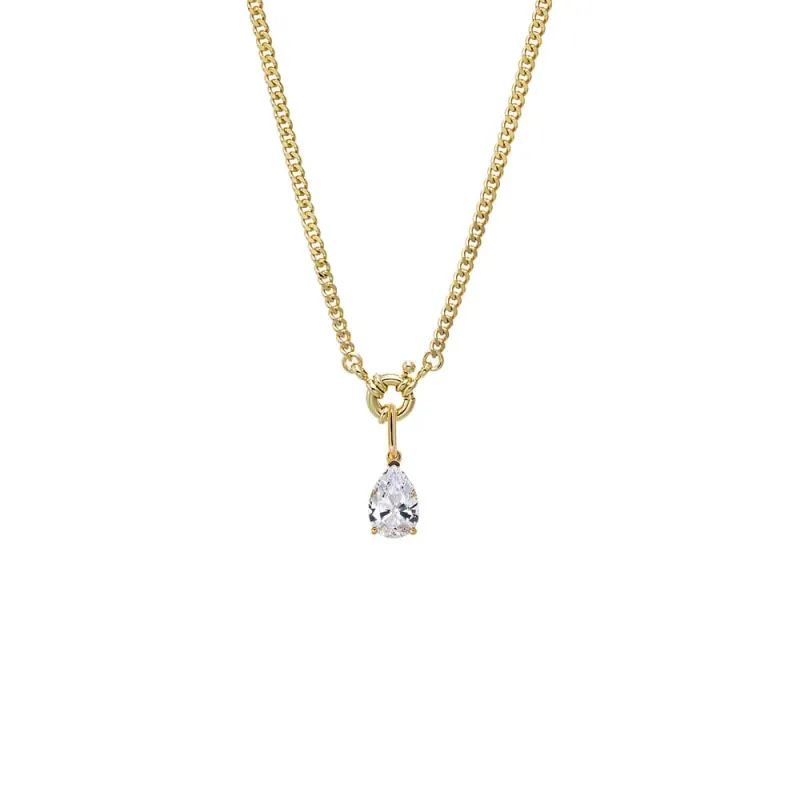 Colored CZ Pear Charm Cuban Toggle Necklace sold by Adina Eden's