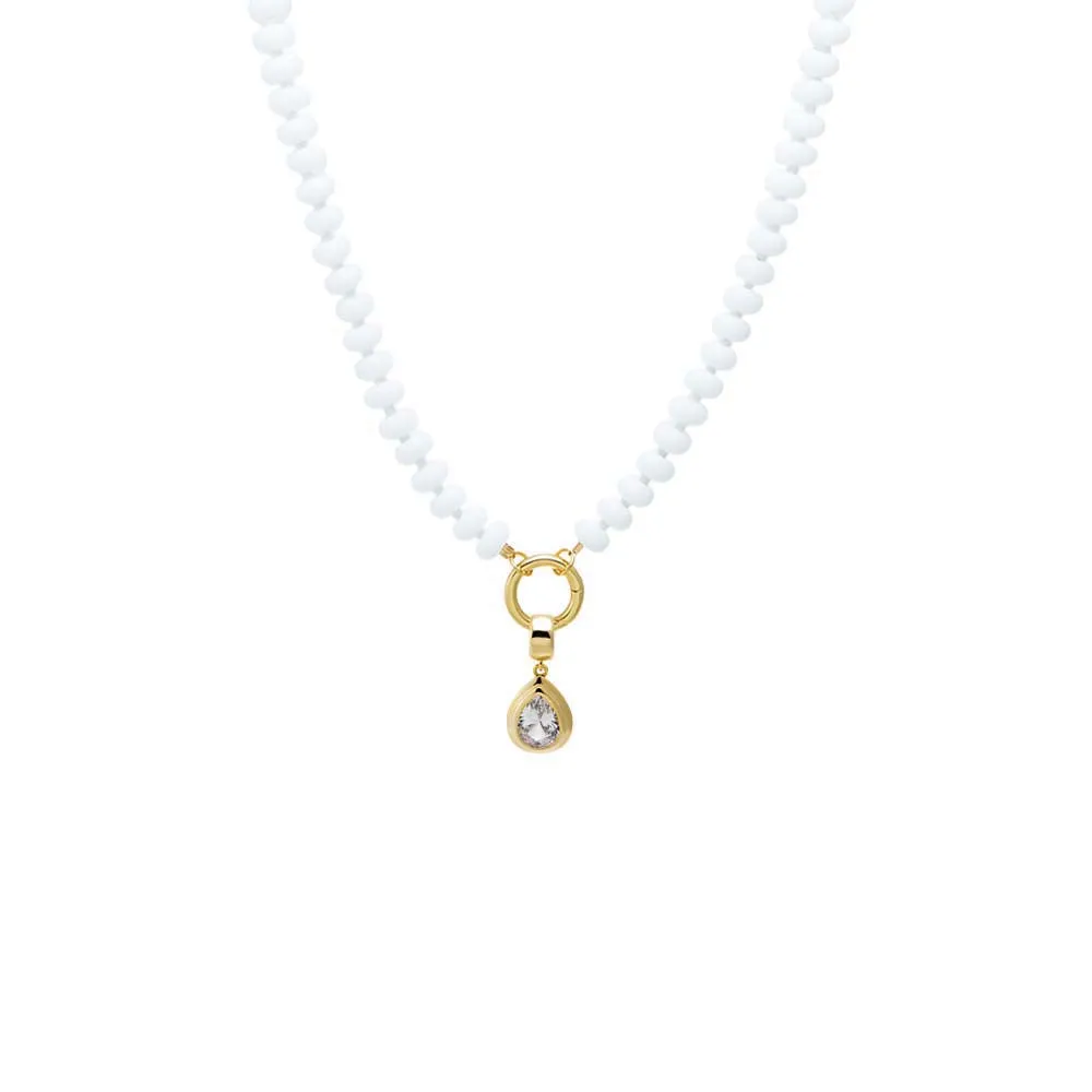 Colored Natural Stone Beaded /CZ Pear Bezel Charm Necklace sold by Adina Eden's product image thumbnail 4