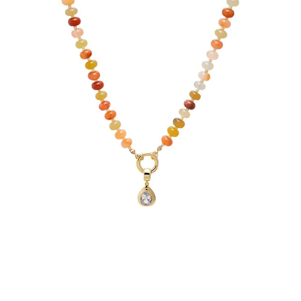 Colored Natural Stone Beaded /CZ Pear Bezel Charm Necklace sold by Adina Eden's product image thumbnail 3