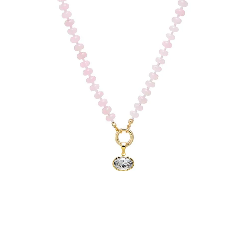 Colored Natural Stone Beaded /CZ Oval Charm Necklace sold by Adina Eden's product image thumbnail 3