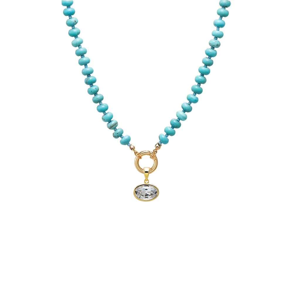 Colored Natural Stone Beaded /CZ Oval Charm Necklace sold by Adina Eden's product image thumbnail 5