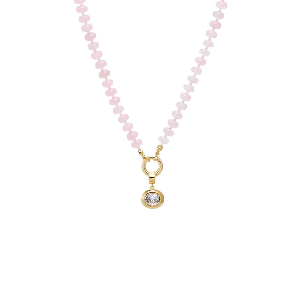 Colored Natural Stone Beaded /CZ Oval Bezel Charm Necklace sold by Adina Eden's product image thumbnail 3