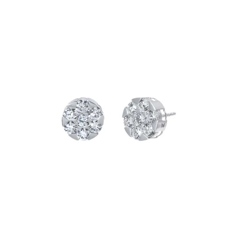 Lab Grown Diamond Floral Cluster Stud Earring 14K sold by Adina Eden's