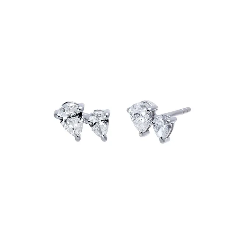 Lab Grown Diamond Double Pear Prong Stud Earring 14K sold by Adina Eden's