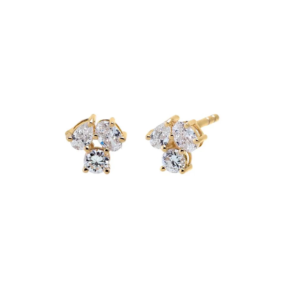 Lab Grown Diamond Multi Shape Cluster Stud Earring 14K sold by Adina Eden's