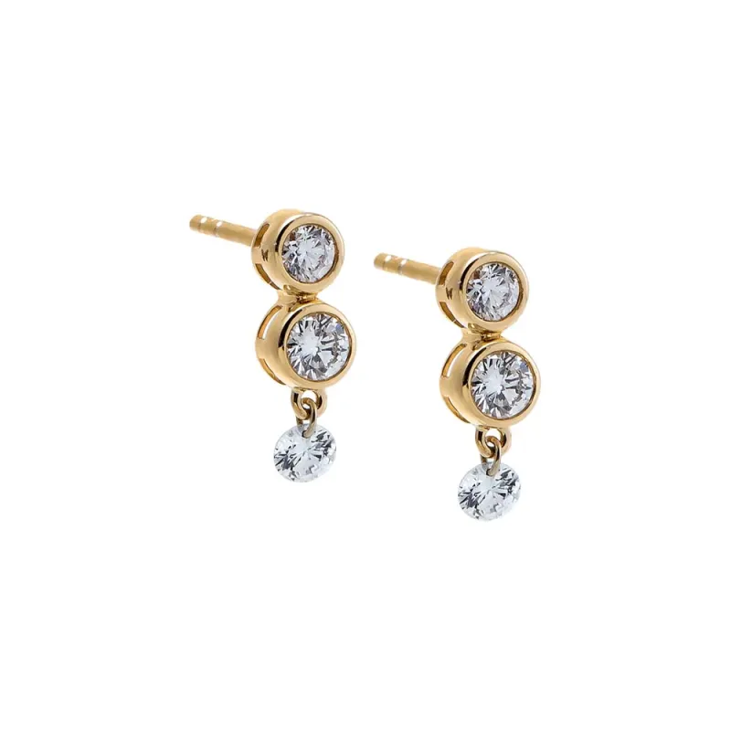 Lab Grown Diamond Double Bezel Drop Stud Earring 14K sold by Adina Eden's