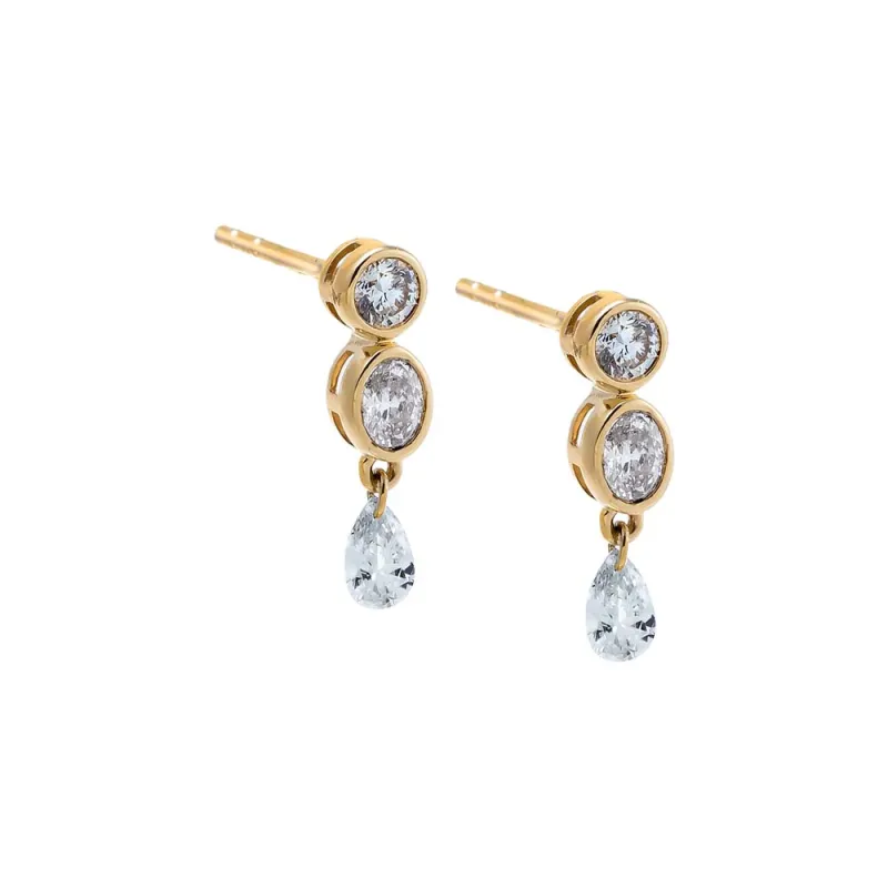 Lab Grown Diamond Mixed Cut Bezel Drop Stud Earring 14K sold by Adina Eden's