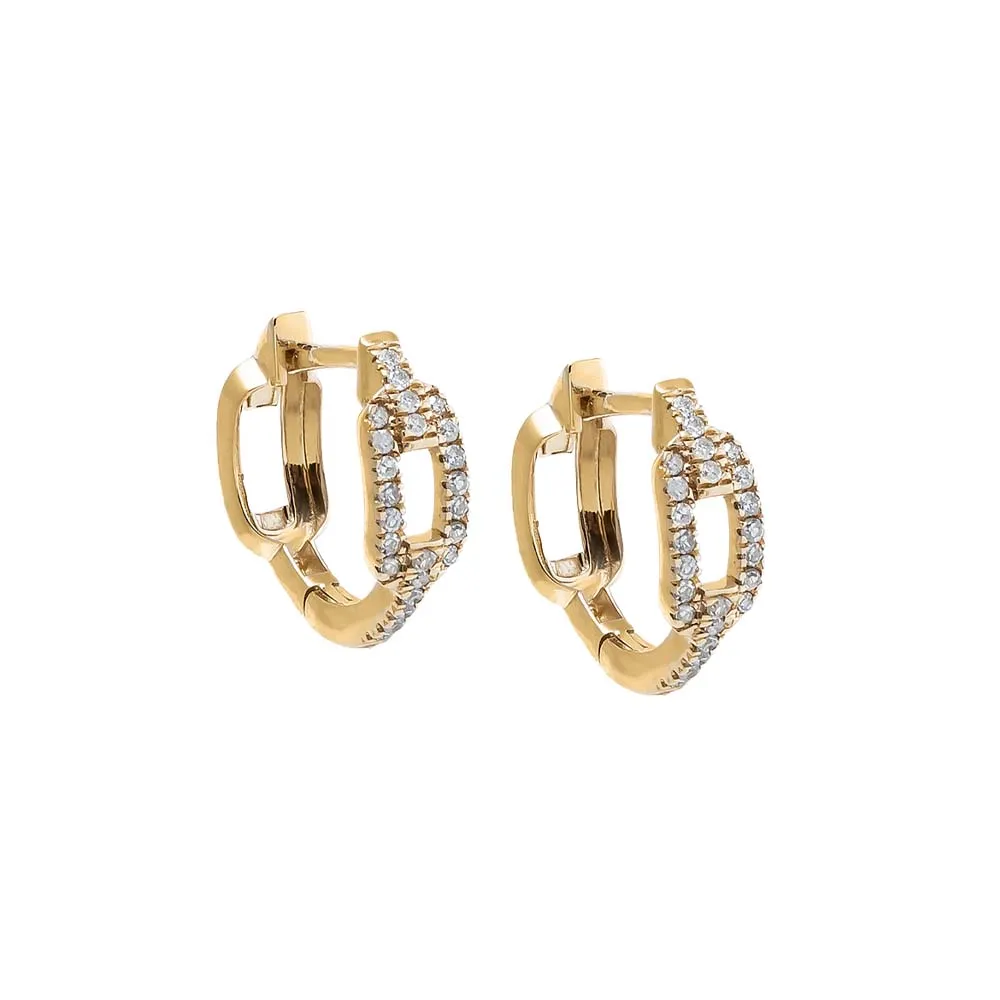 Diamond Rectangular Link Huggie Earring 14K sold by Adina Eden's