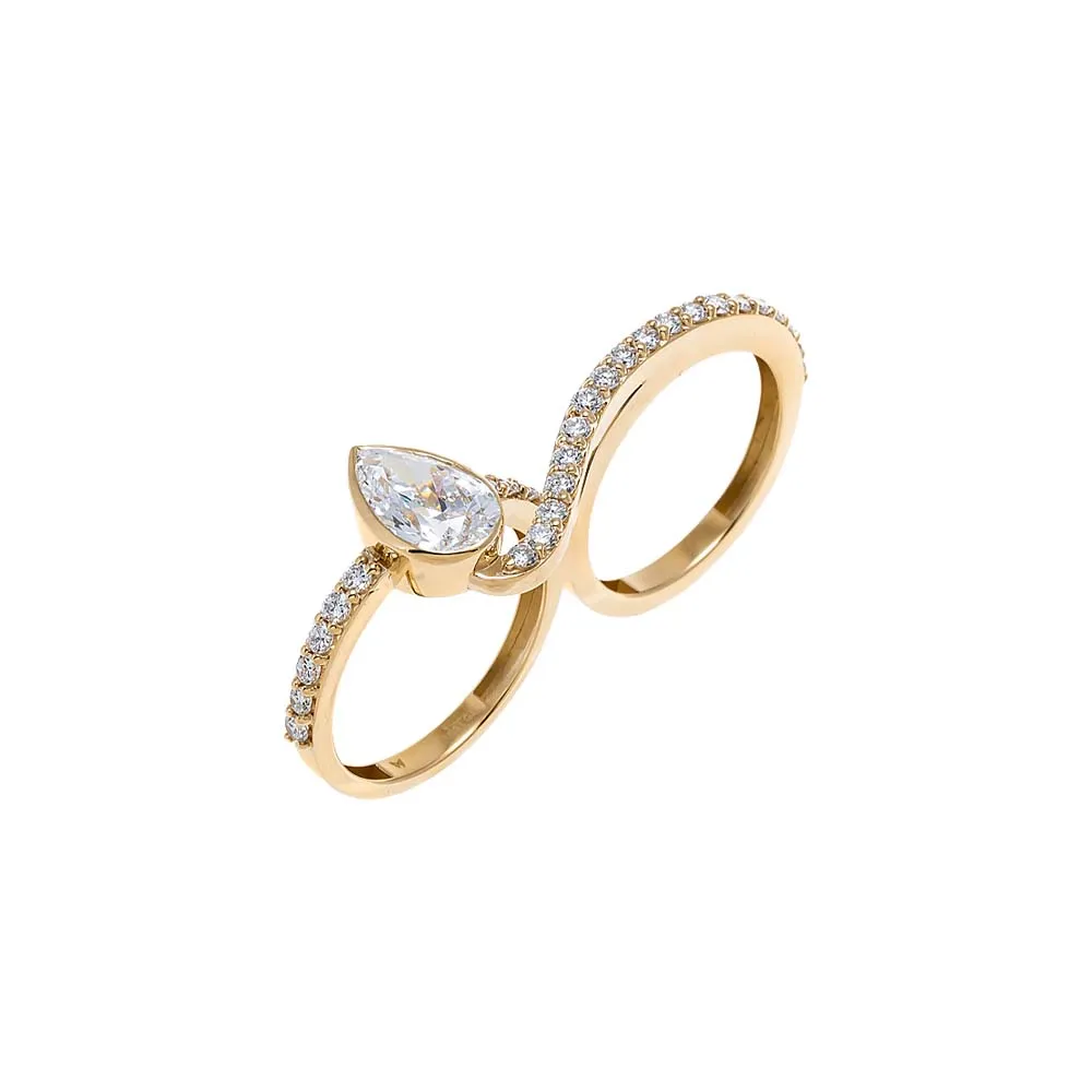 Lab Grown Diamond Pear Bezel Double Ring 14K sold by Adina Eden's