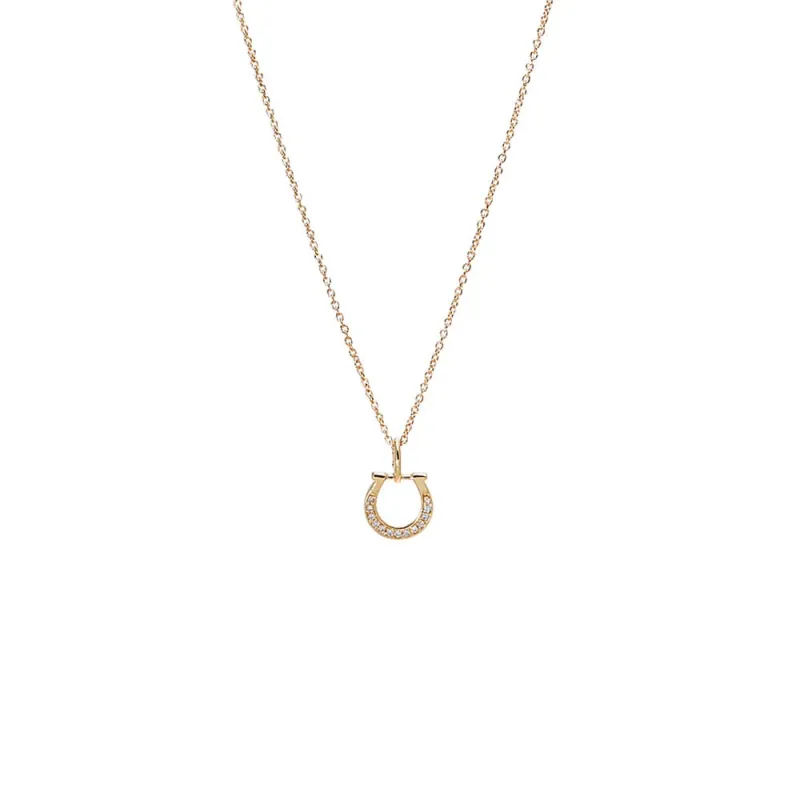 Diamond Pavé Horseshoe Necklace 14K made by Adina Eden's