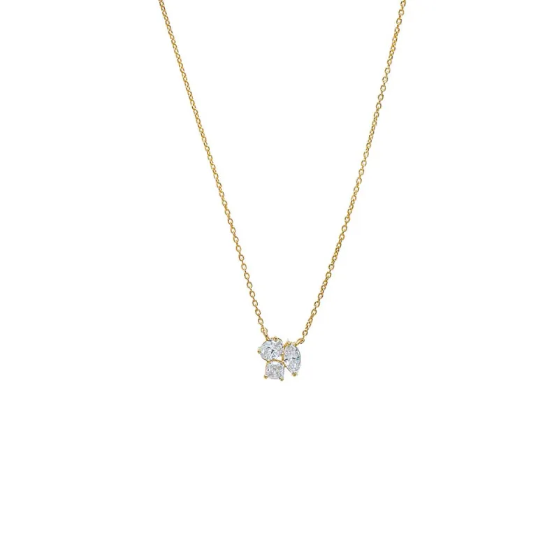 Lab Grown Diamond Multi Shape Cluster Necklace 14K made by Adina Eden's