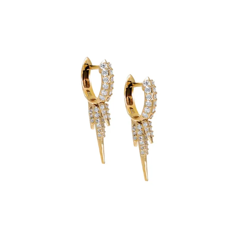 Diamond Triple Spike Drop Huggie Earring 14K sold by Adina Eden's