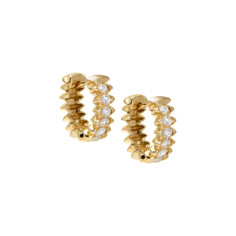 Diamond Spiked Huggie Earring 14K sold by Adina Eden's