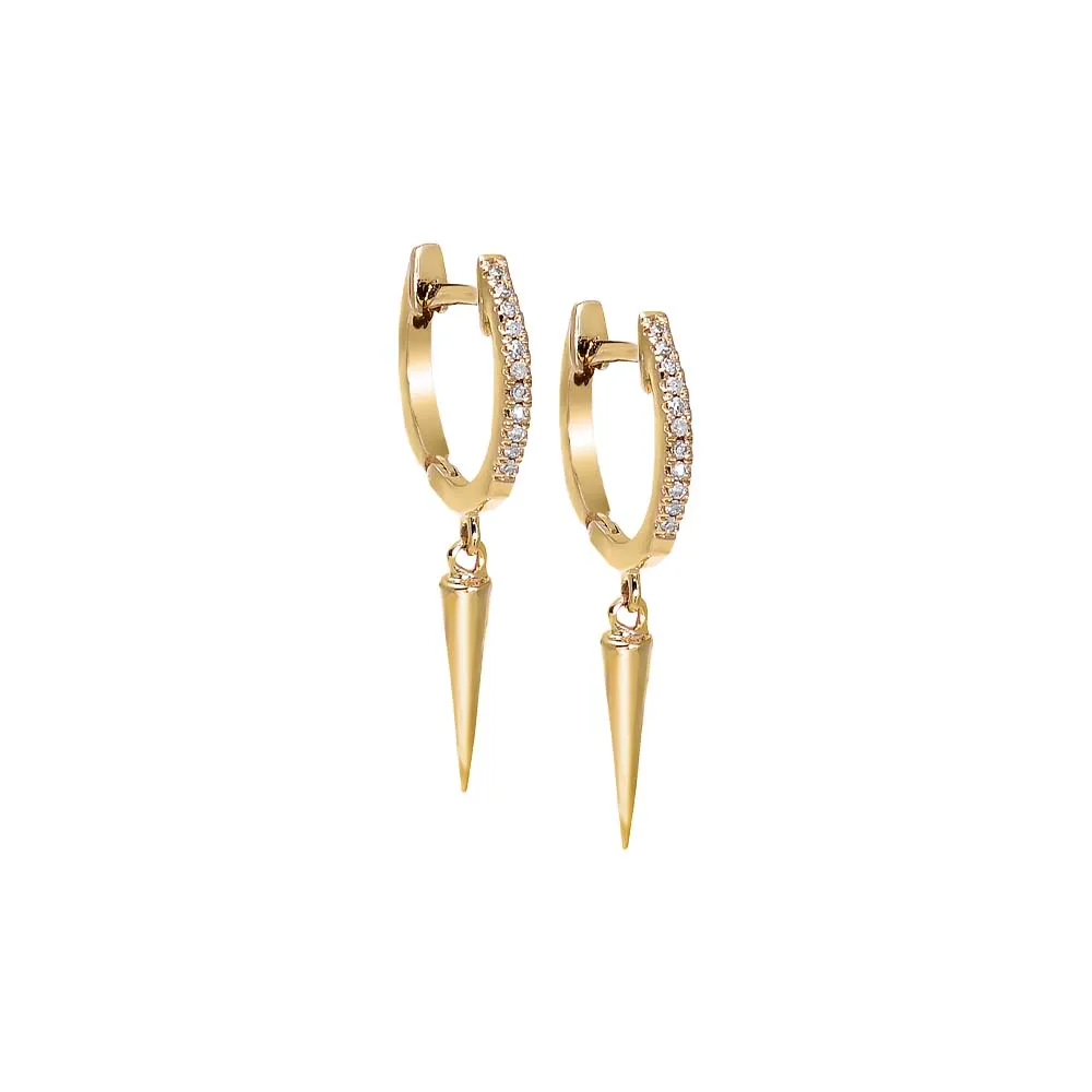 Diamond Spike Drop Huggie Earring 14K sold by Adina Eden's