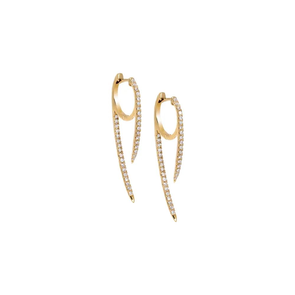 Diamond Pave Clawed Front Back Huggie Earring 14K sold by Adina Eden's