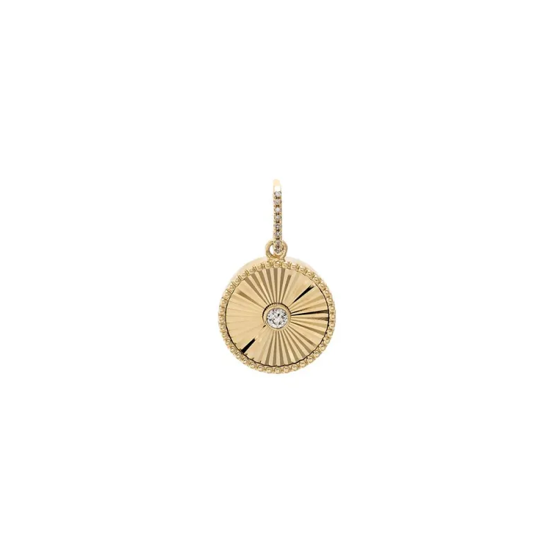 Diamond Bezel Ridged Disc Charm 14K made by Adina Eden's
