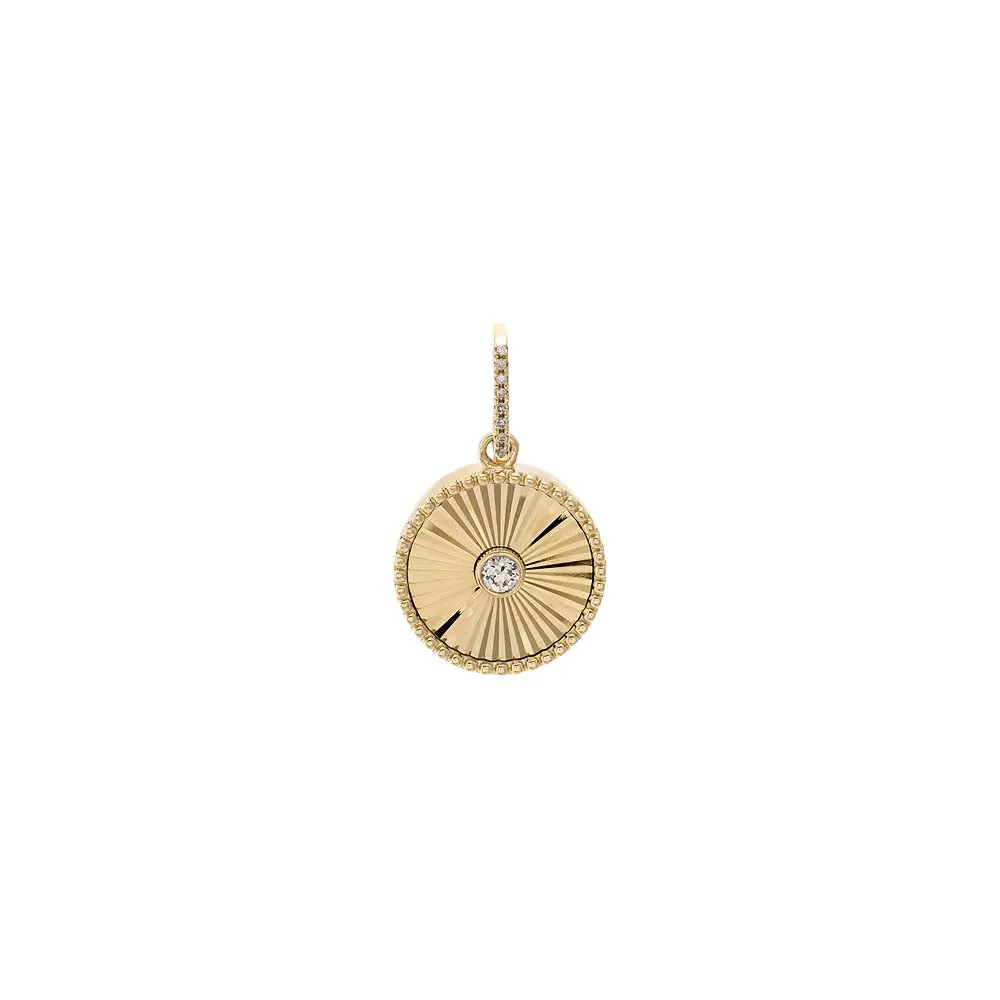 Diamond Bezel Ridged Disc Charm 14K sold by Adina Eden's
