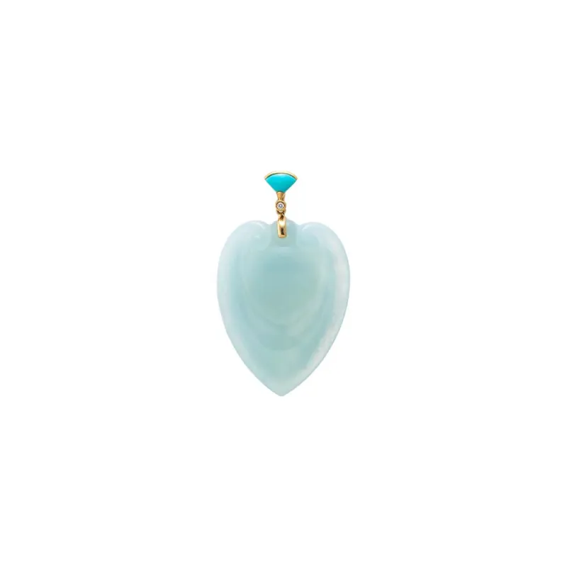 Blue Chalcedony Heart Pendant 18K made by Adina Eden's