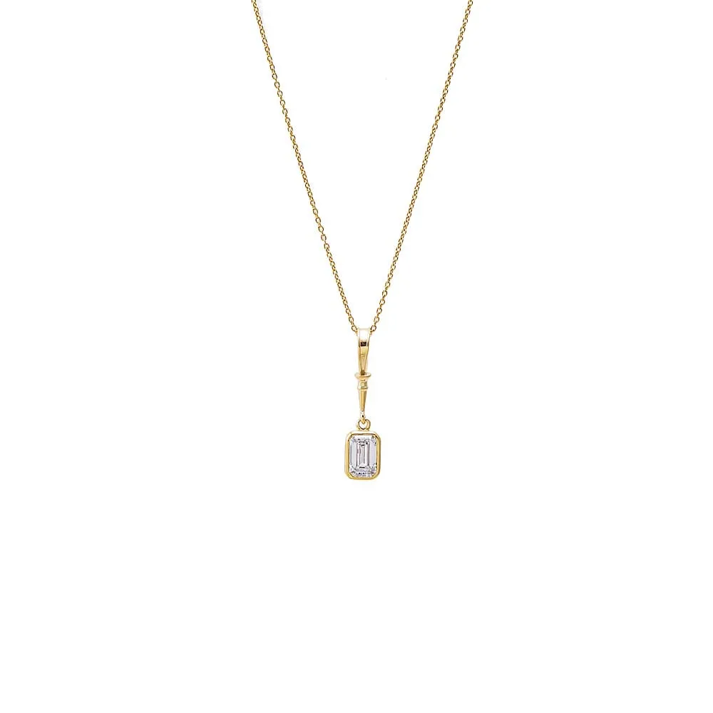 Lab Grown Diamond Emerald Charm Necklace 14K sold by Adina Eden's