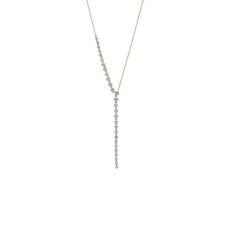 Lab Grown Diamond Sideway Tennis Lariat 14K made by Adina Eden's