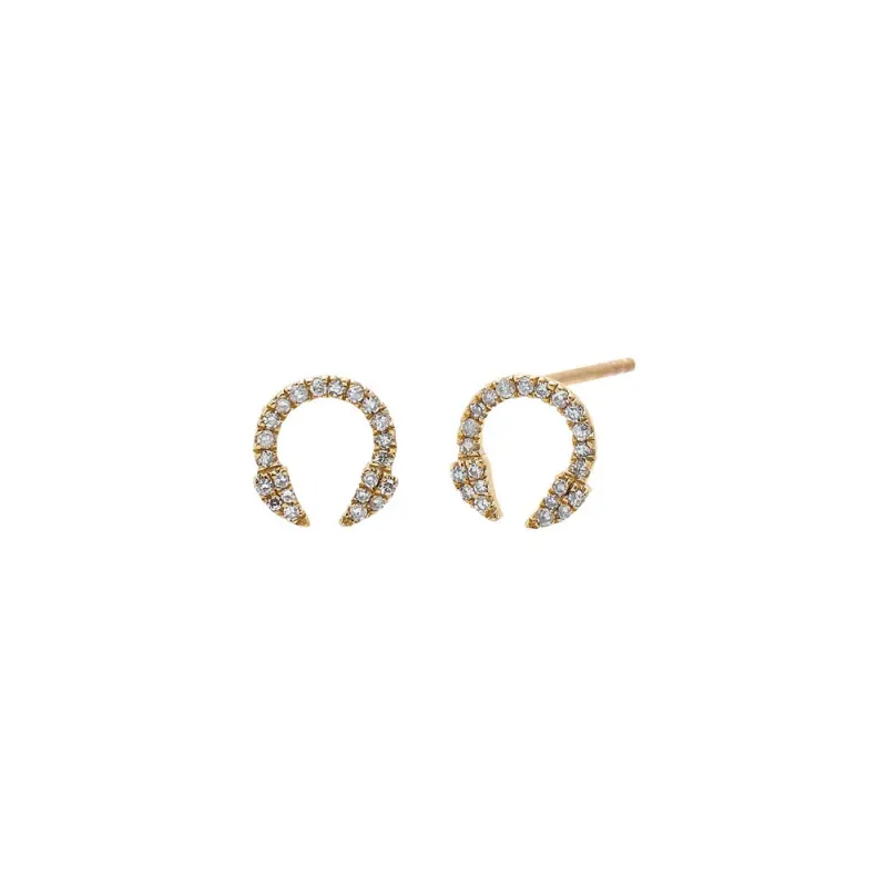 Diamond Pave Horn Stud Earring 14K made by Adina Eden's