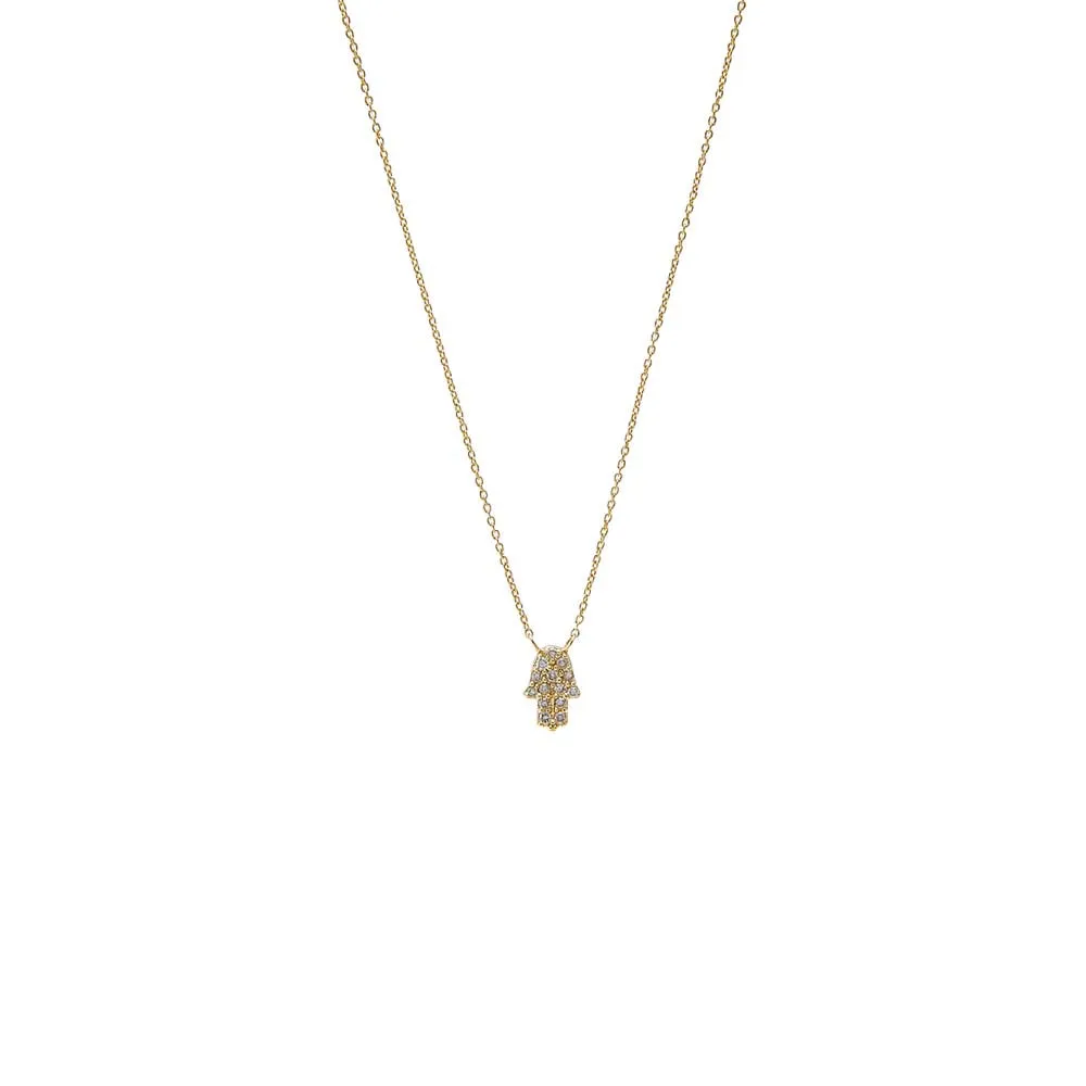 Diamond Pave Hamsa Pendant Necklace 14K sold by Adina Eden's