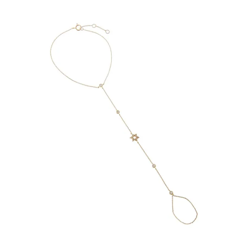 Diamond Pave & Bezel Star Of David Hand Chain 14K made by Adina Eden's