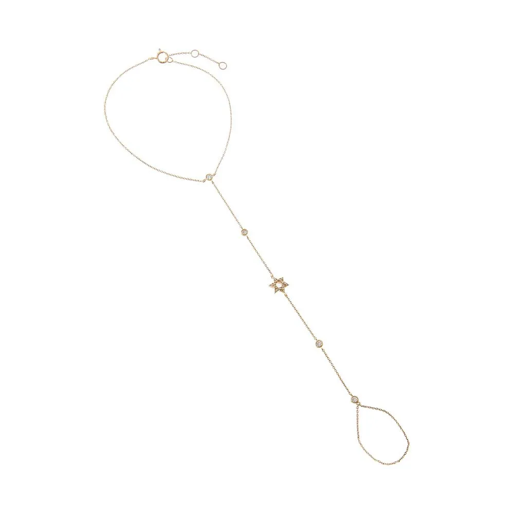 Diamond Pave & Bezel Star Of David Hand Chain 14K sold by Adina Eden's