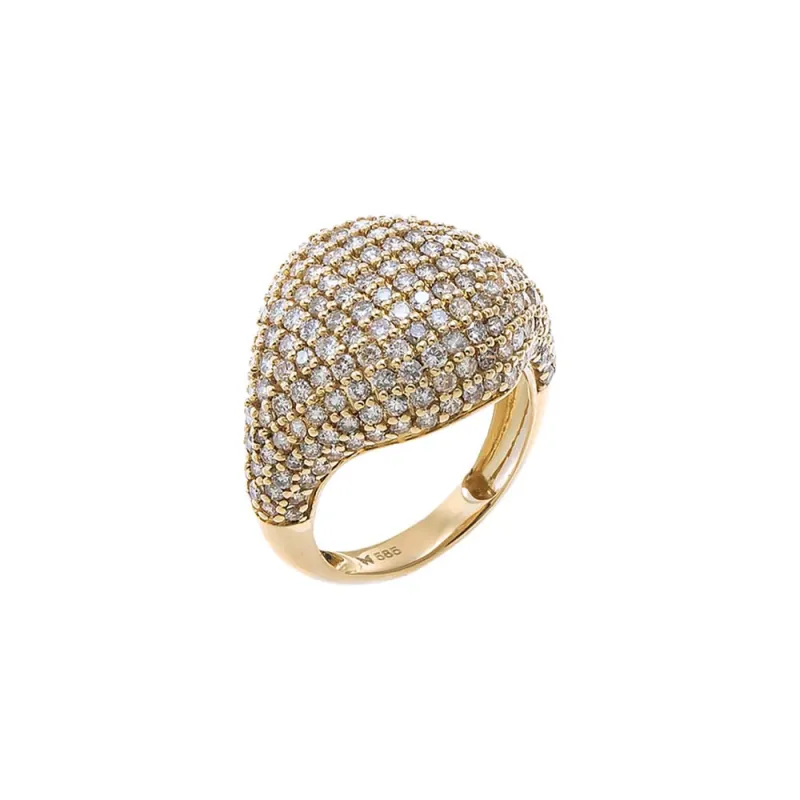 Diamond Pave Rounded Signet Ring 14K made by Adina Eden's