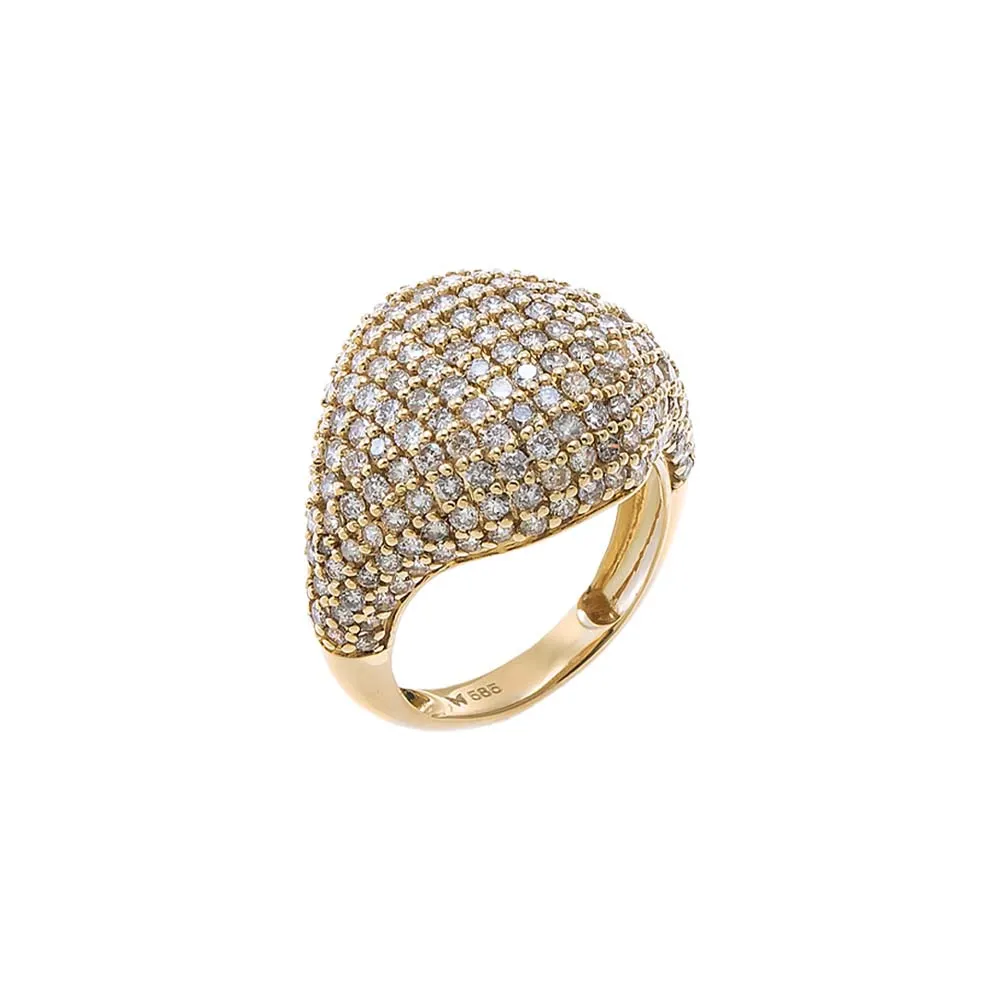 Diamond Pave Rounded Signet Ring 14K sold by Adina Eden's