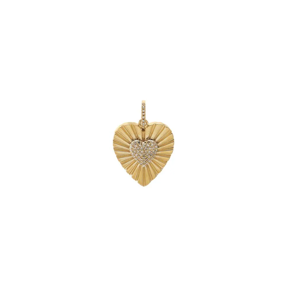 Diamond Heart Ridged Large Charm 14K sold by Adina Eden's