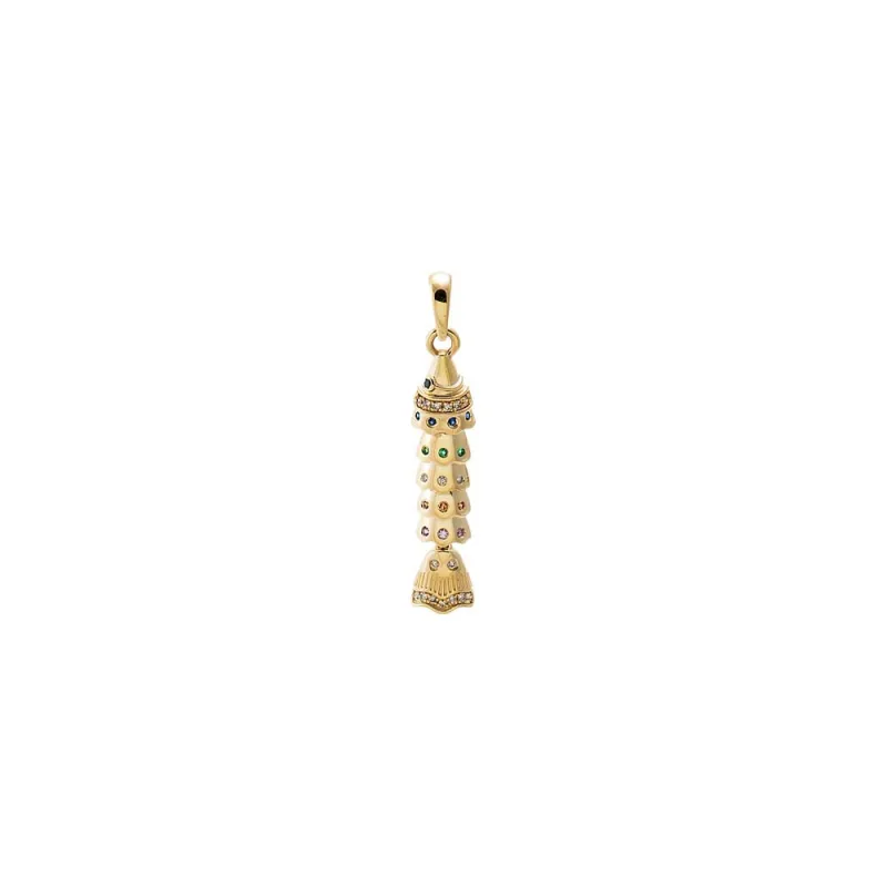 Diamond & Colored Fish Bone Drop Charm 14K made by Adina Eden's